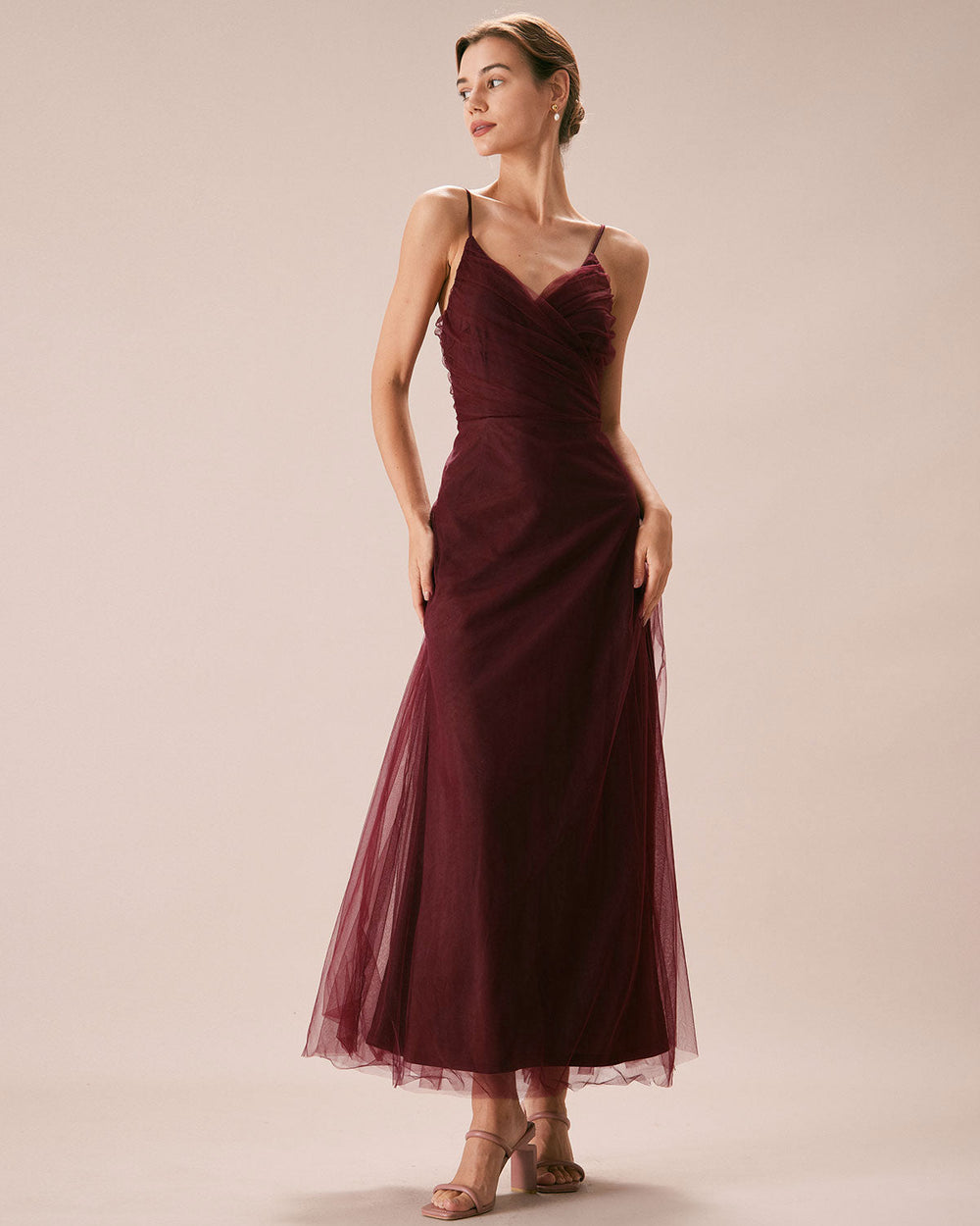 Vestido Antonella | Elegancia en Malla Tono Vino