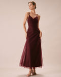 Vestido Antonella | Elegancia en Malla Tono Vino