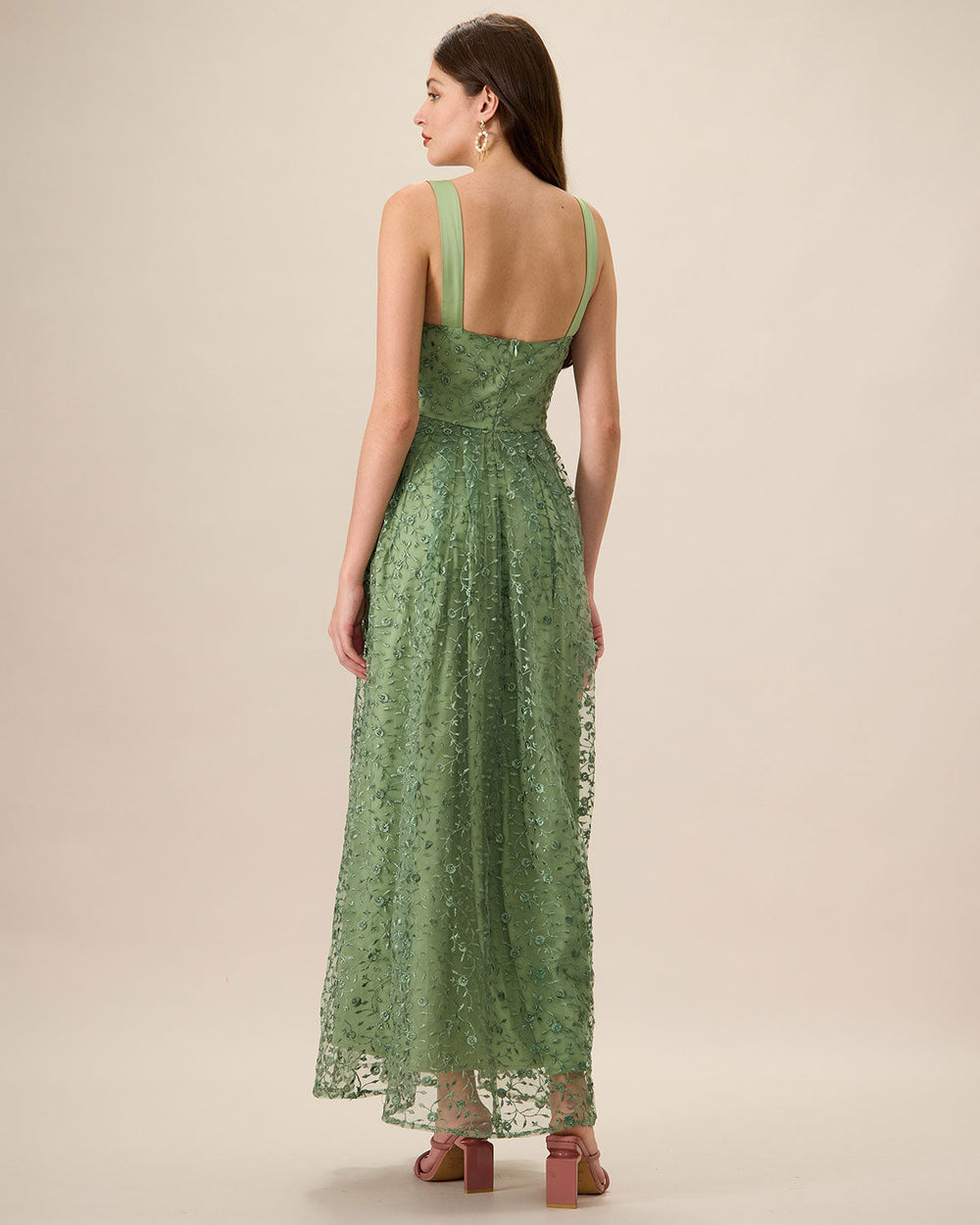 Vestido Renata | Elegancia en Malla Tono Verde