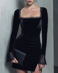 Vestido Camila | Elegancia en Terciopelo Tono Negro