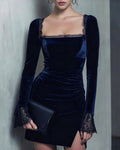Vestido Isabella | Elegancia en Terciopelo Tono Azul