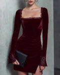 Vestido Bianca | Elegancia en Terciopelo Tono Vino