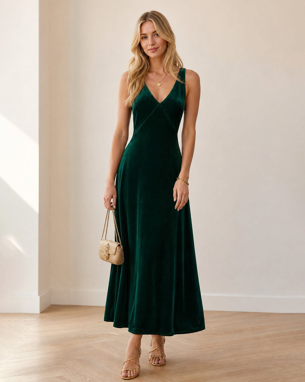 Vestido Ariadna | Elegancia en Terciopelo Tono Verde