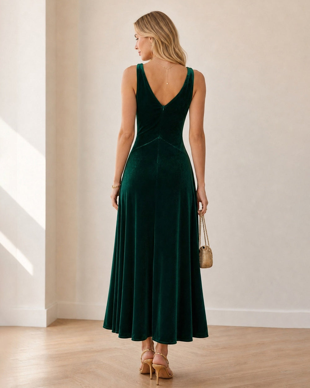 Vestido Ariadna | Elegancia en Terciopelo Tono Verde