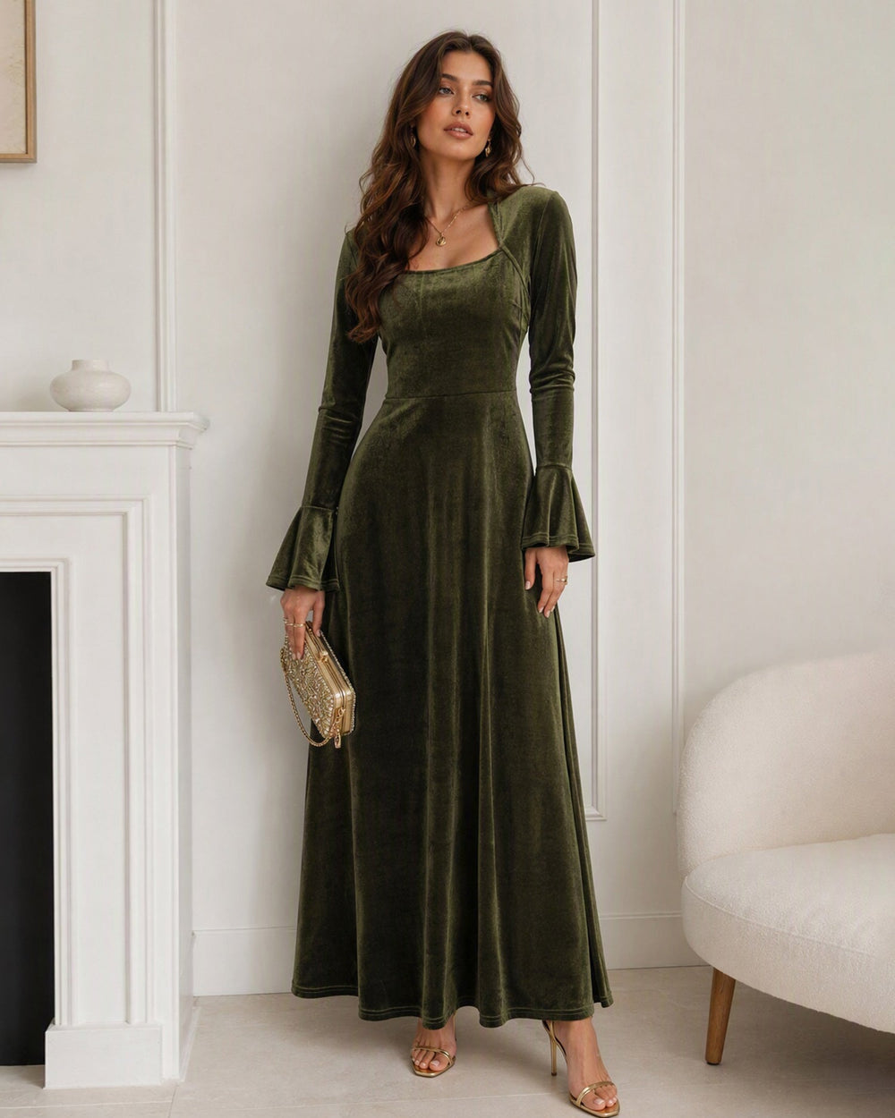 Vestido Catalina | Elegancia en Terciopelo Tono Verde
