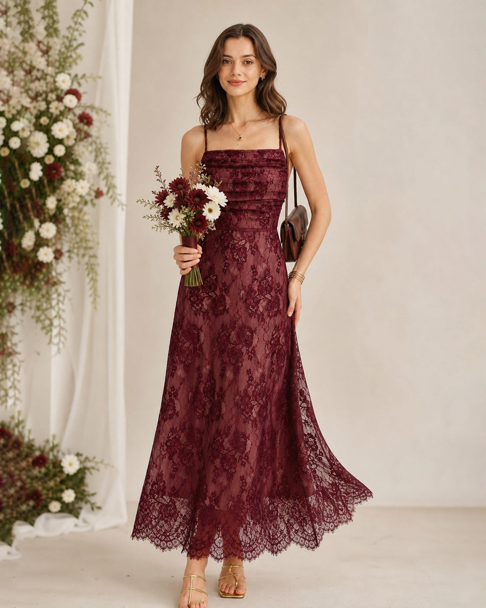 Vestido Ginevra | Elegancia en Encaje Tono Vino