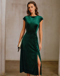 Vestido Alessia | Elegancia en Terciopelo Tono Verde