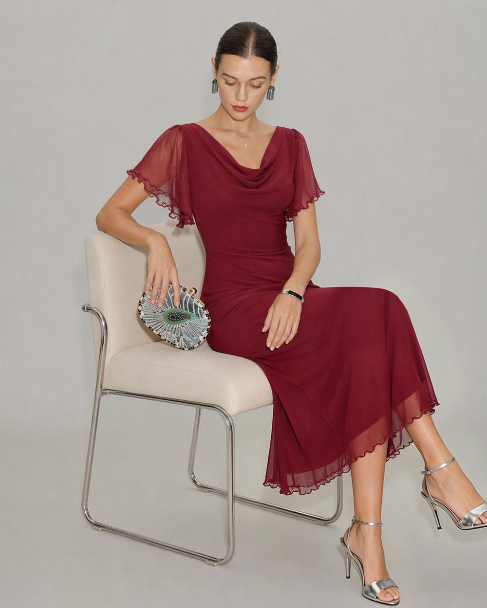 Vestido Sofía | Elegancia en Malla Tono Rojo