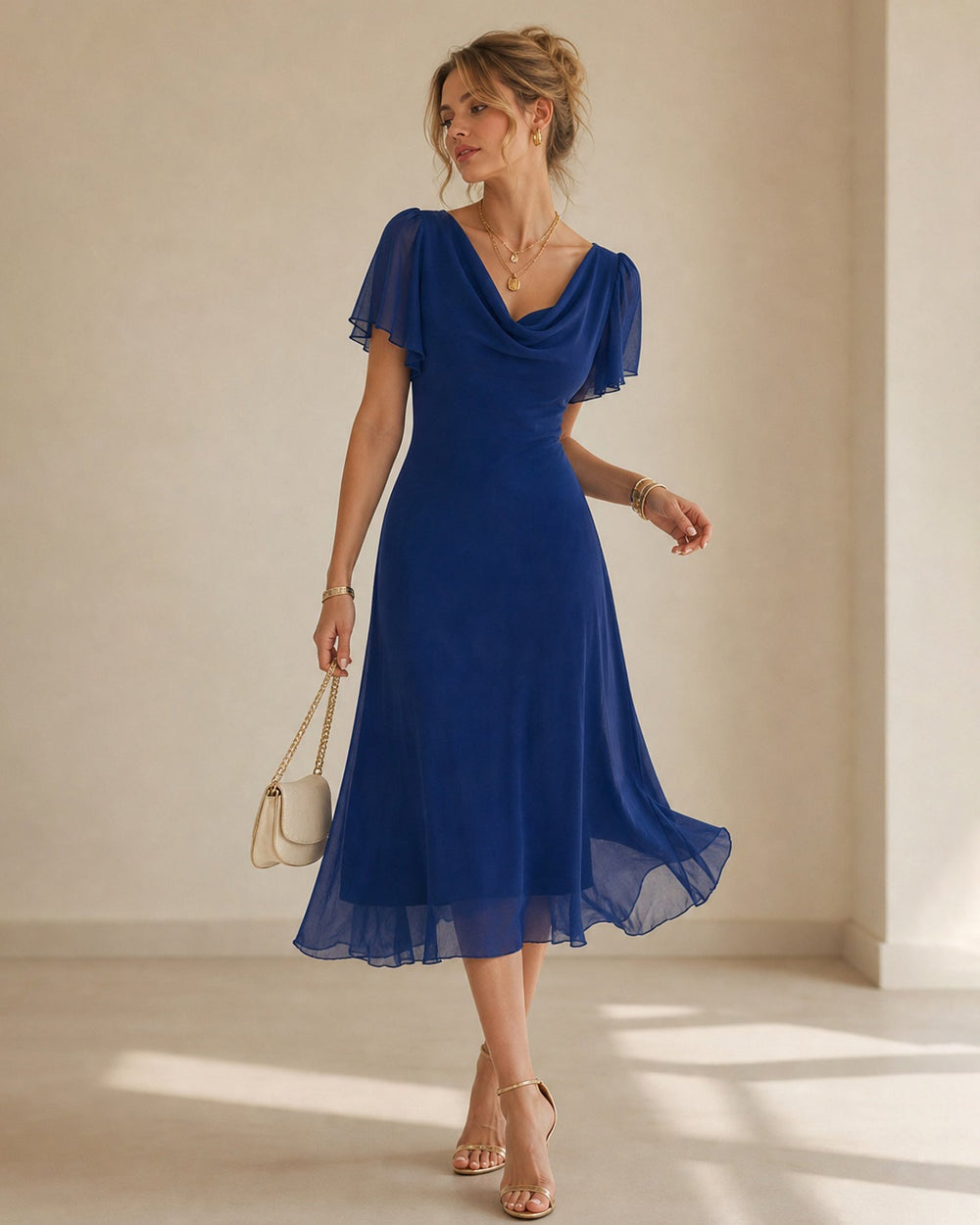 Vestido Carlota | Elegancia en Malla Tono Azul marino