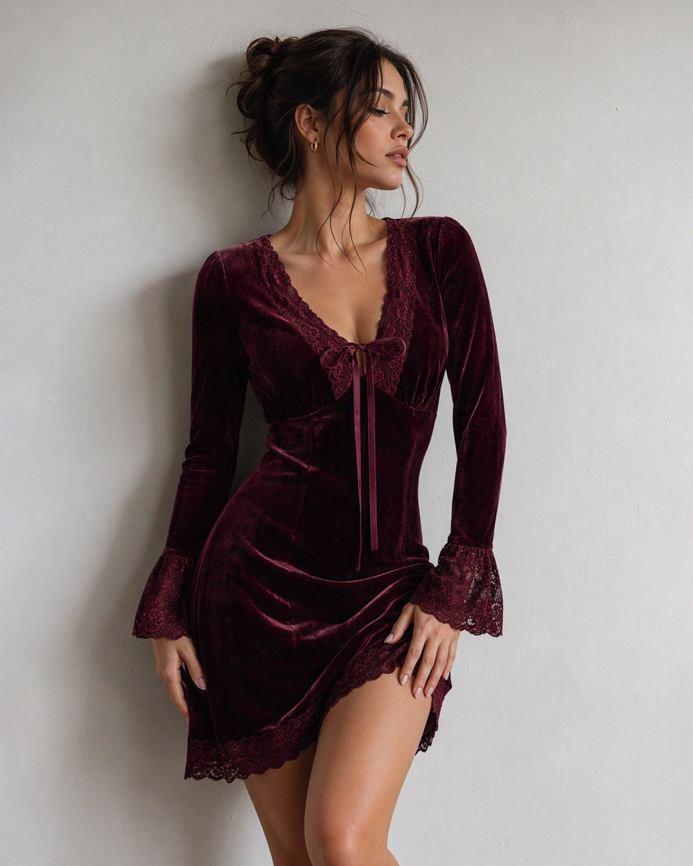 Vestido Penélope | Elegancia en Terciopelo Tono Vino