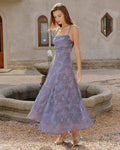 Vestido Luciana | Elegancia en Jacquard Tono Azul