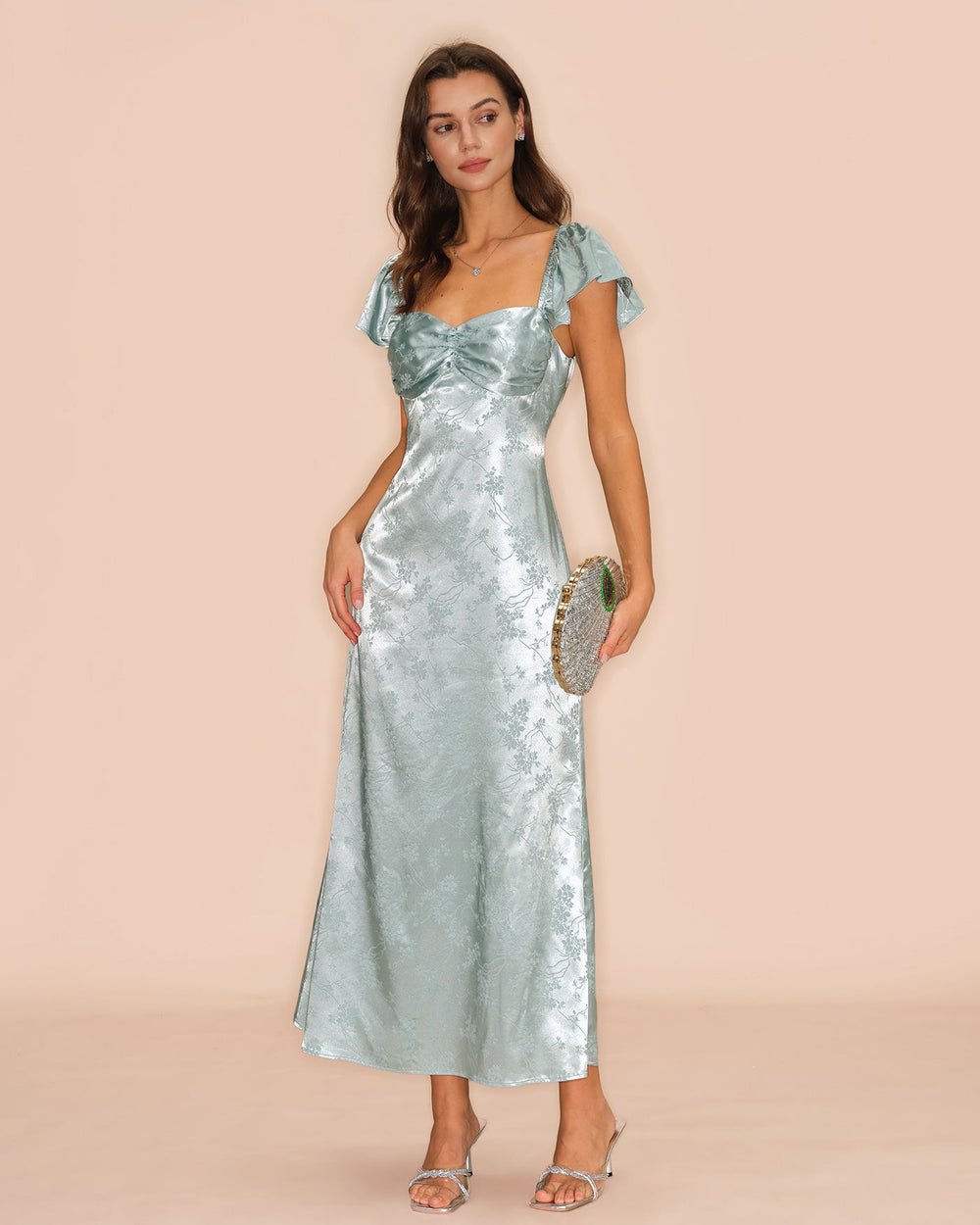 Vestido Luciana | Elegancia en Satén Tono Verde