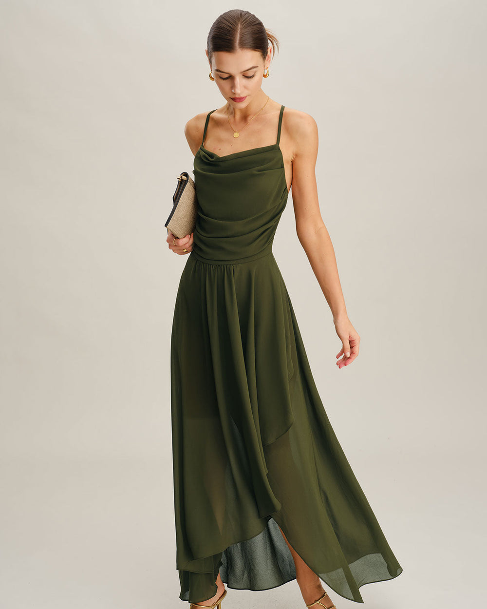 Vestido Constanza | Elegancia en Gasa Tono Verde
