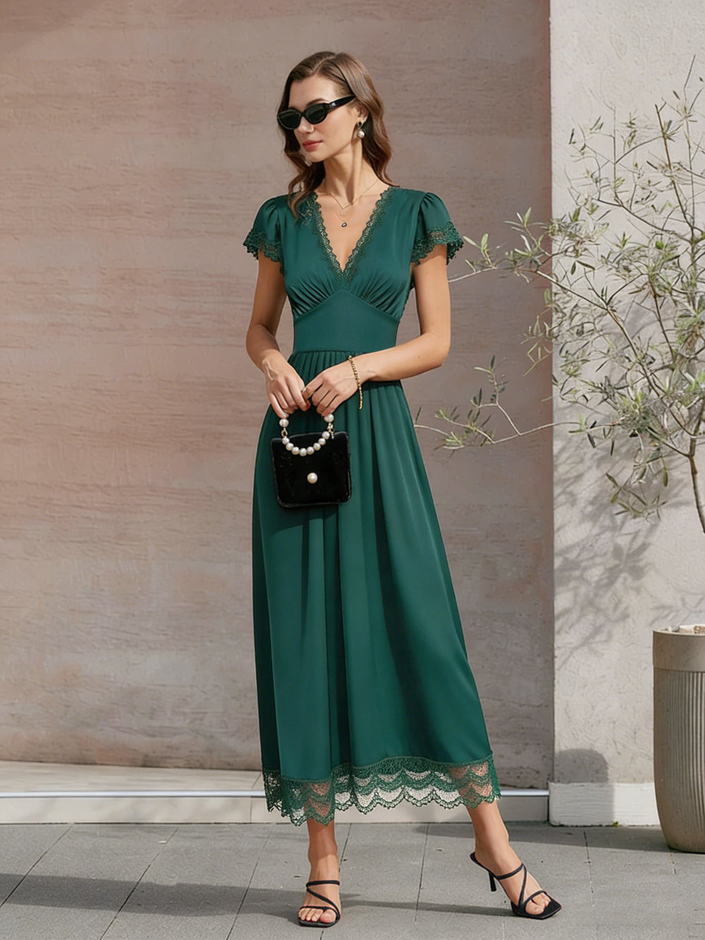 Vestido Camila | Elegancia en Encaje Tono Verde