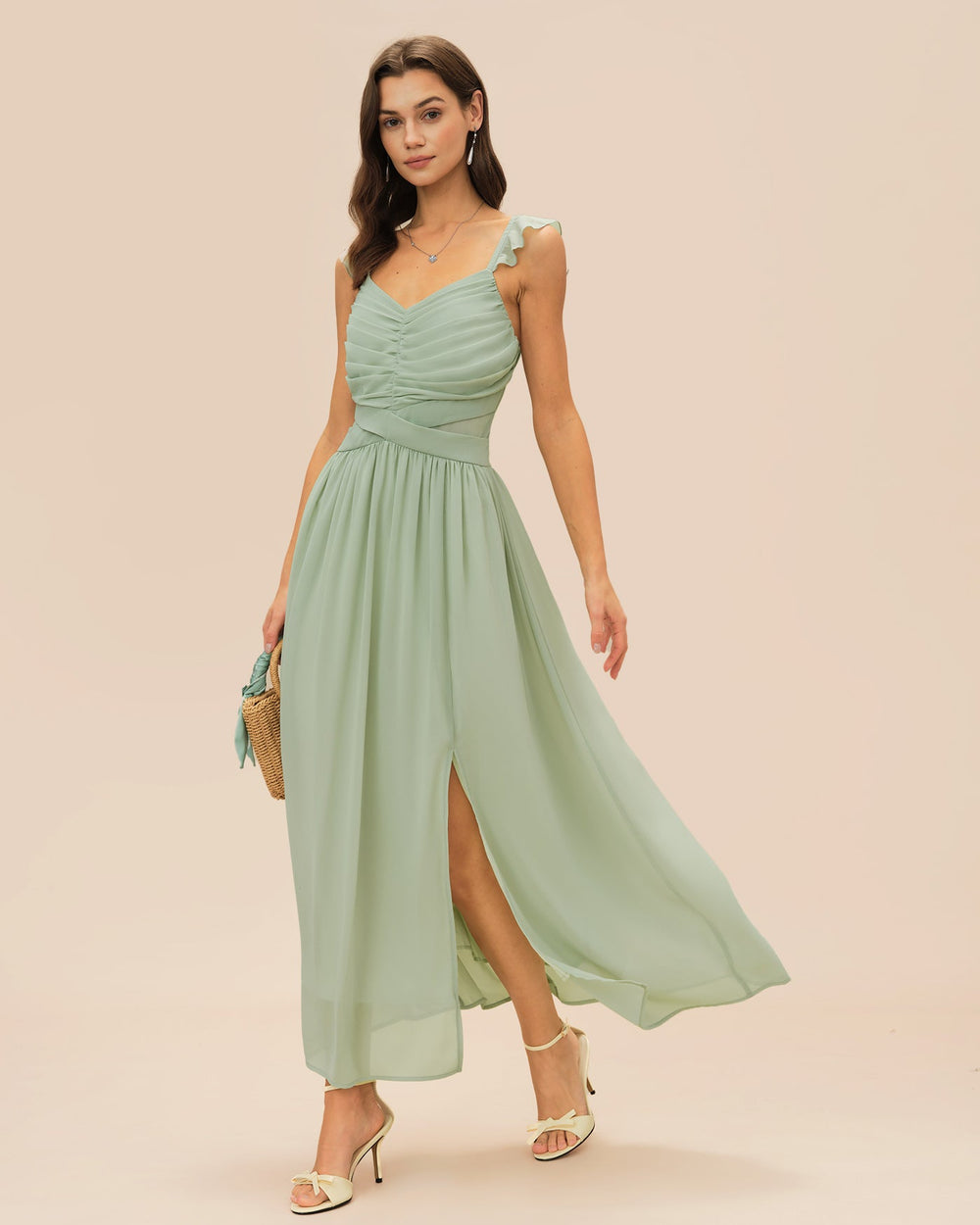 Vestido Olivia | Elegancia en Satén Tono Verde