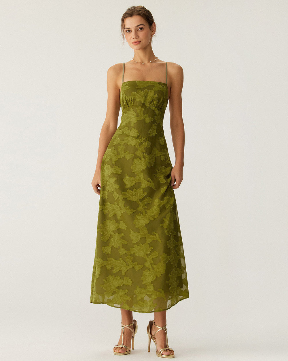 Vestido Antonella | Elegancia en Satén Tono Verde