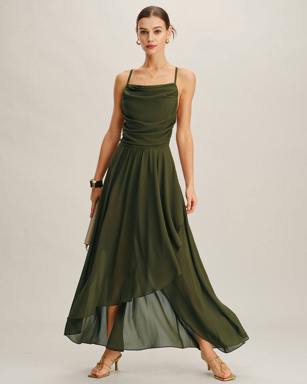 Vestido Constanza | Elegancia en Gasa Tono Verde