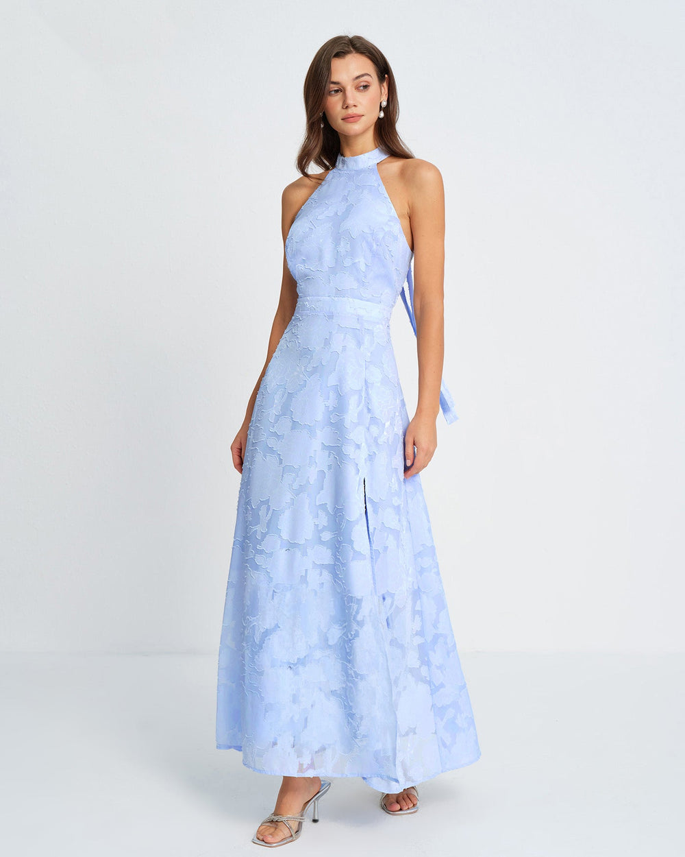 Vestido Valeria | Elegancia en Jacquard Tono Azul