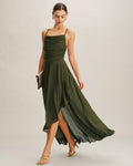 Vestido Constanza | Elegancia en Gasa Tono Verde