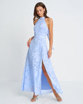 Vestido Valeria | Elegancia en Jacquard Tono Azul