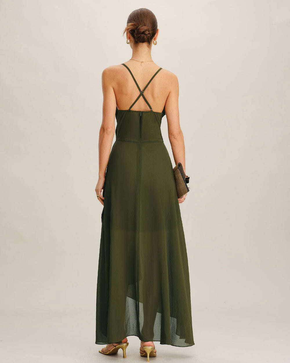 Vestido Constanza | Elegancia en Gasa Tono Verde