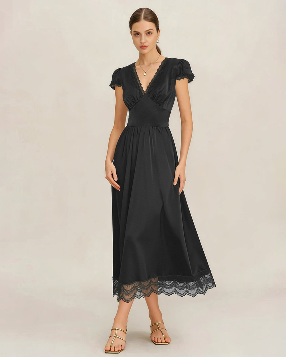 Vestido Valeria | Elegancia en Encaje Tono Negro