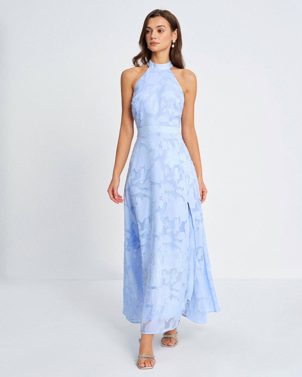Vestido Valeria | Elegancia en Jacquard Tono Azul