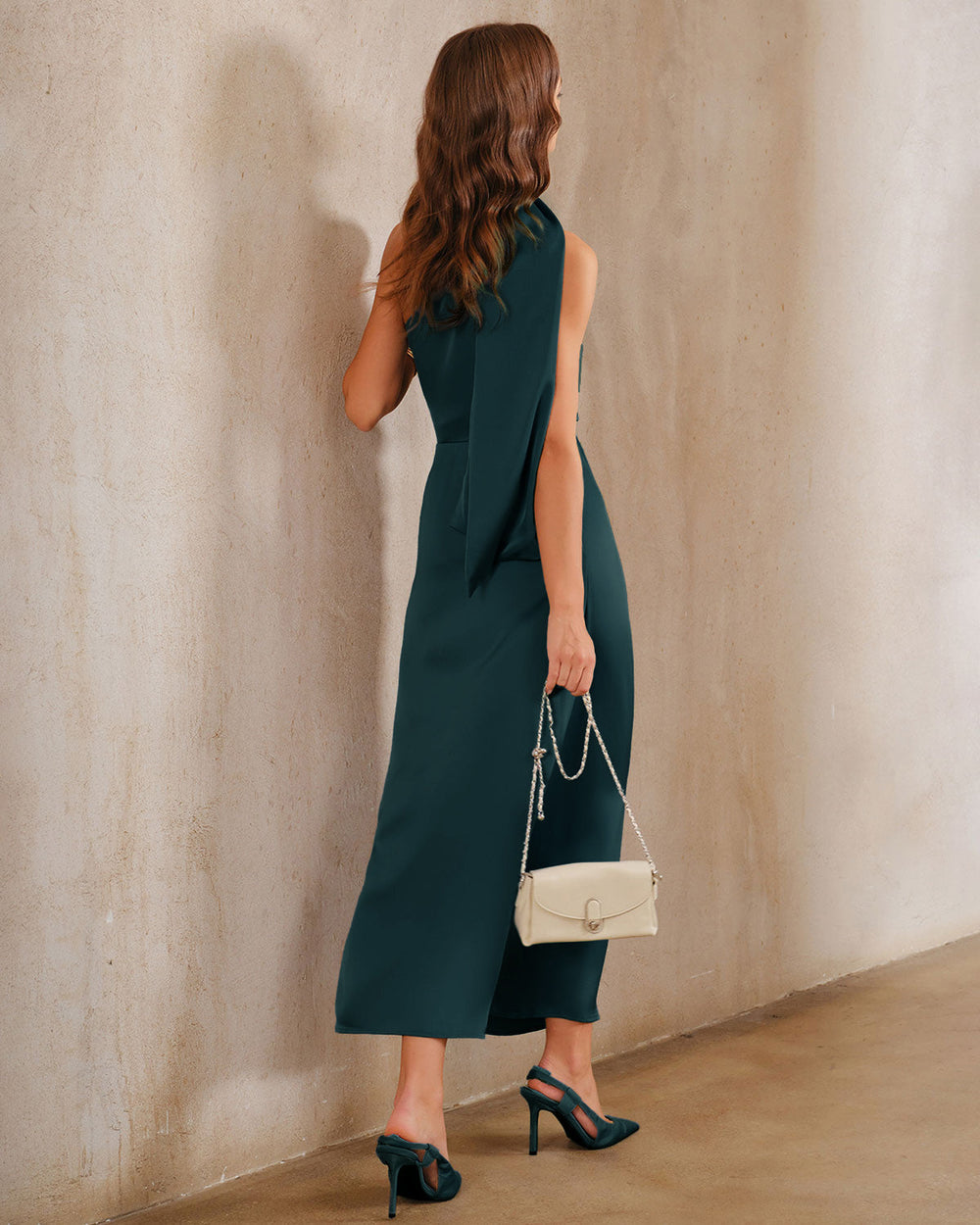 Vestido Alondra | Verde Oscuro Asimétrico