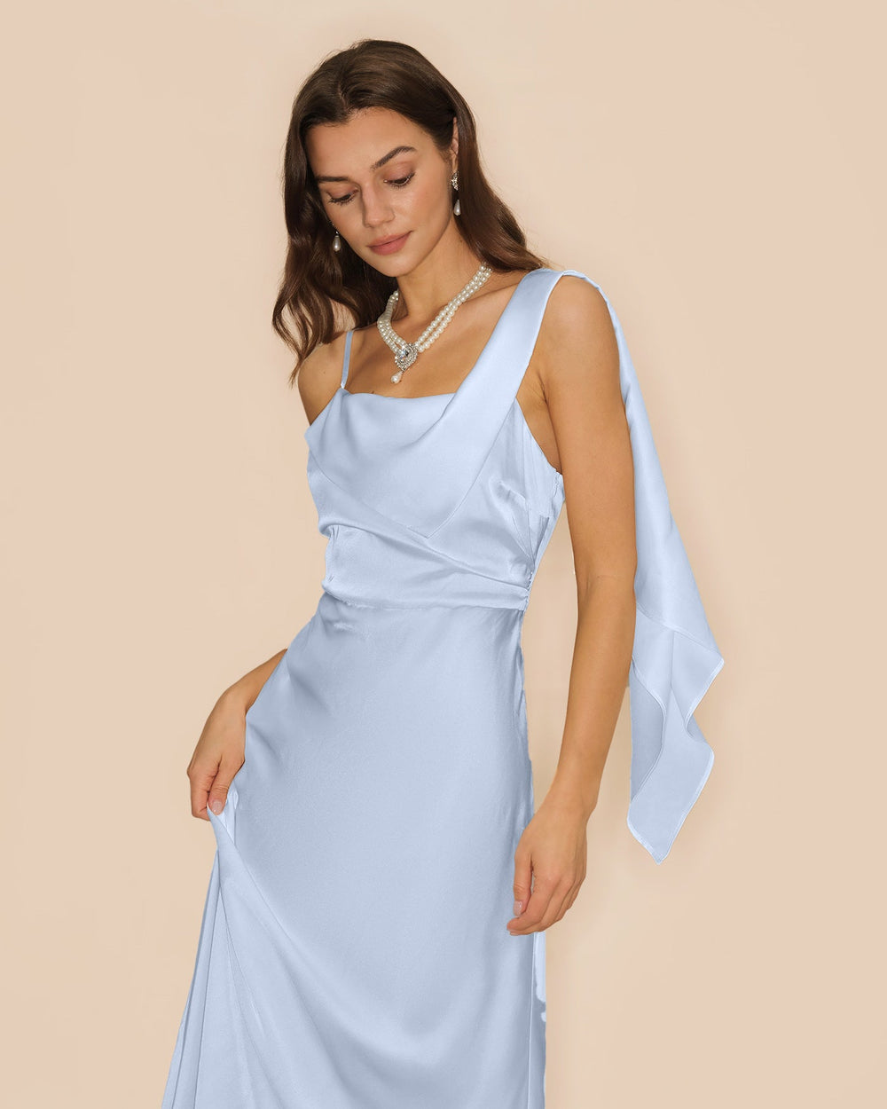 Vestido Flora | Silueta Tubo con Escote cuadrado en Tono Azul