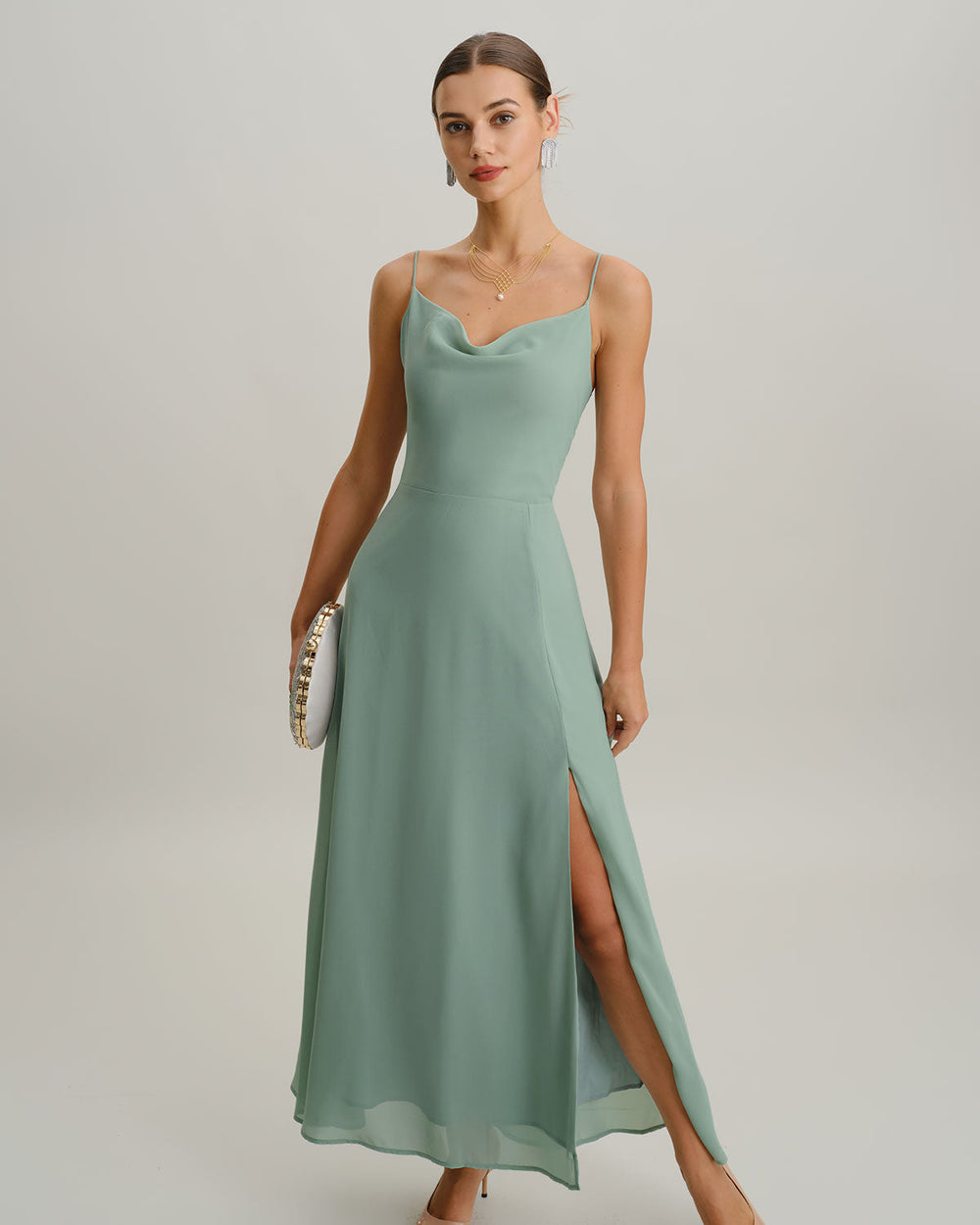 Vestido Ariadna | Elegancia en Satén Tono Verde