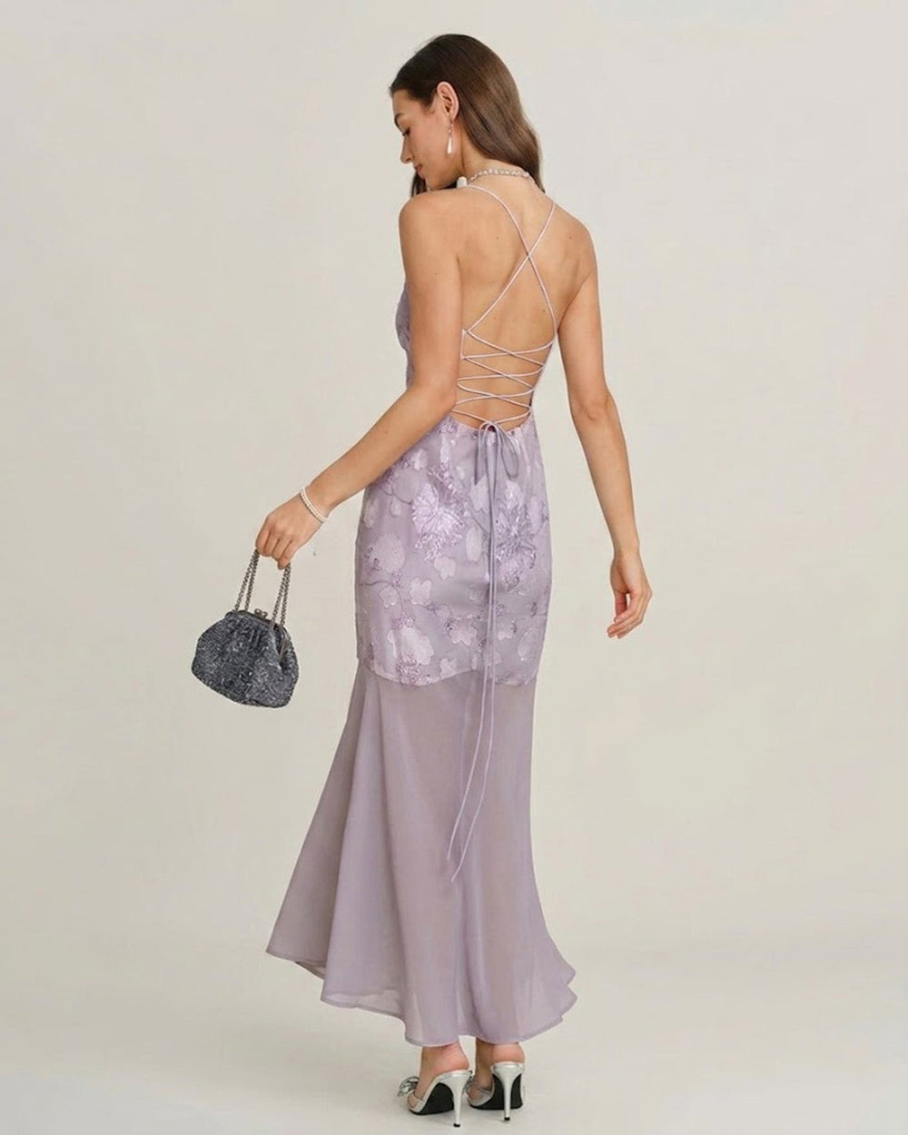 Vestido Renata | Elegancia en Jacquard Tono Morado