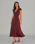 Vestido Ivonne | Encaje Vino con Escote en V