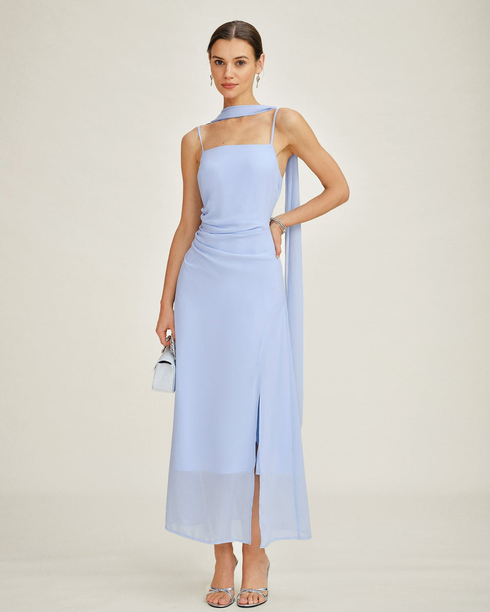 Vestido Florencia | Elegancia en Gasa Tono Azul