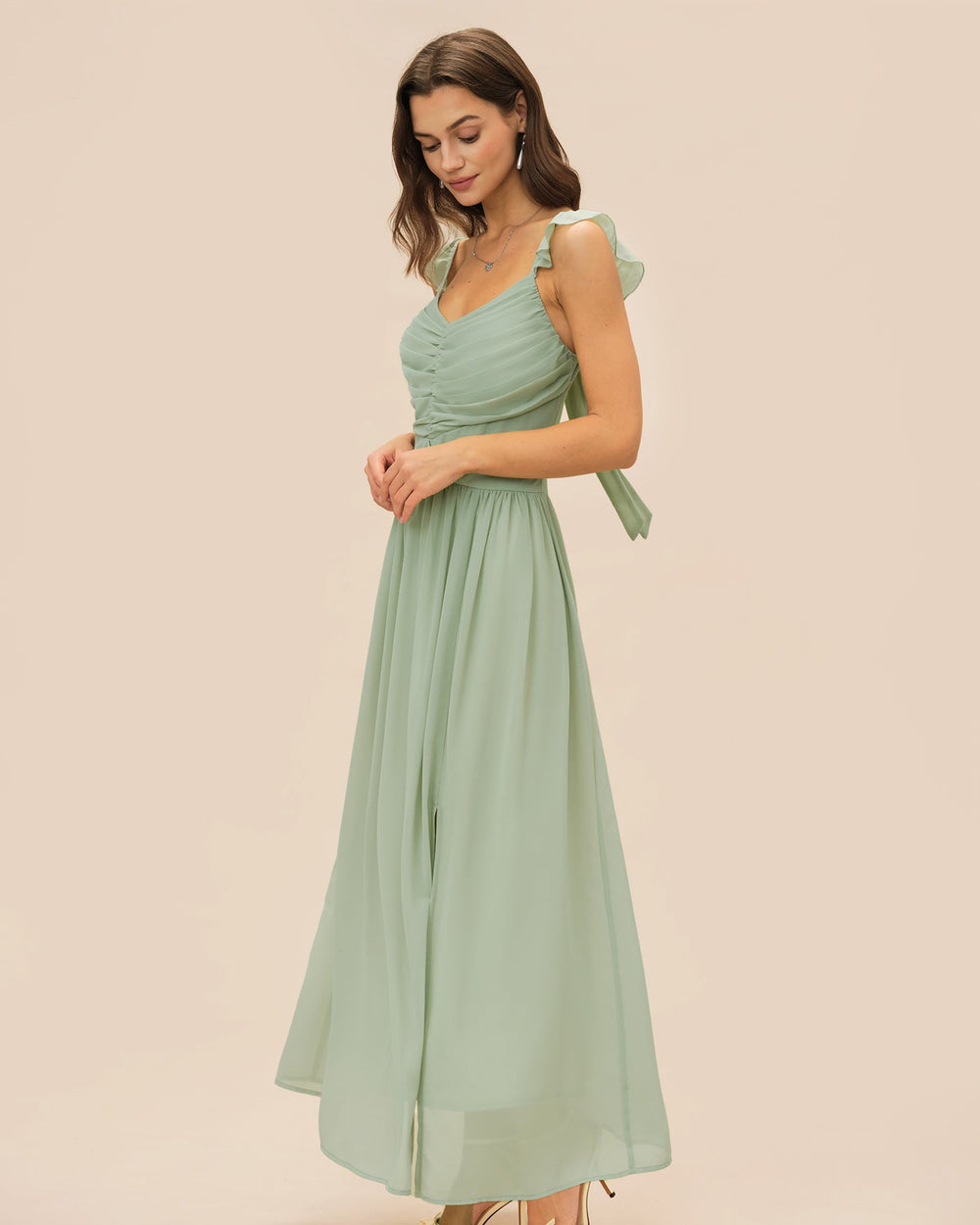 Vestido Olivia | Elegancia en Satén Tono Verde