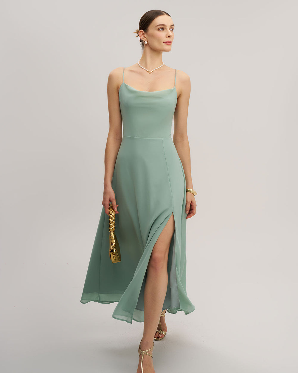 Vestido Ariadna | Elegancia en Satén Tono Verde