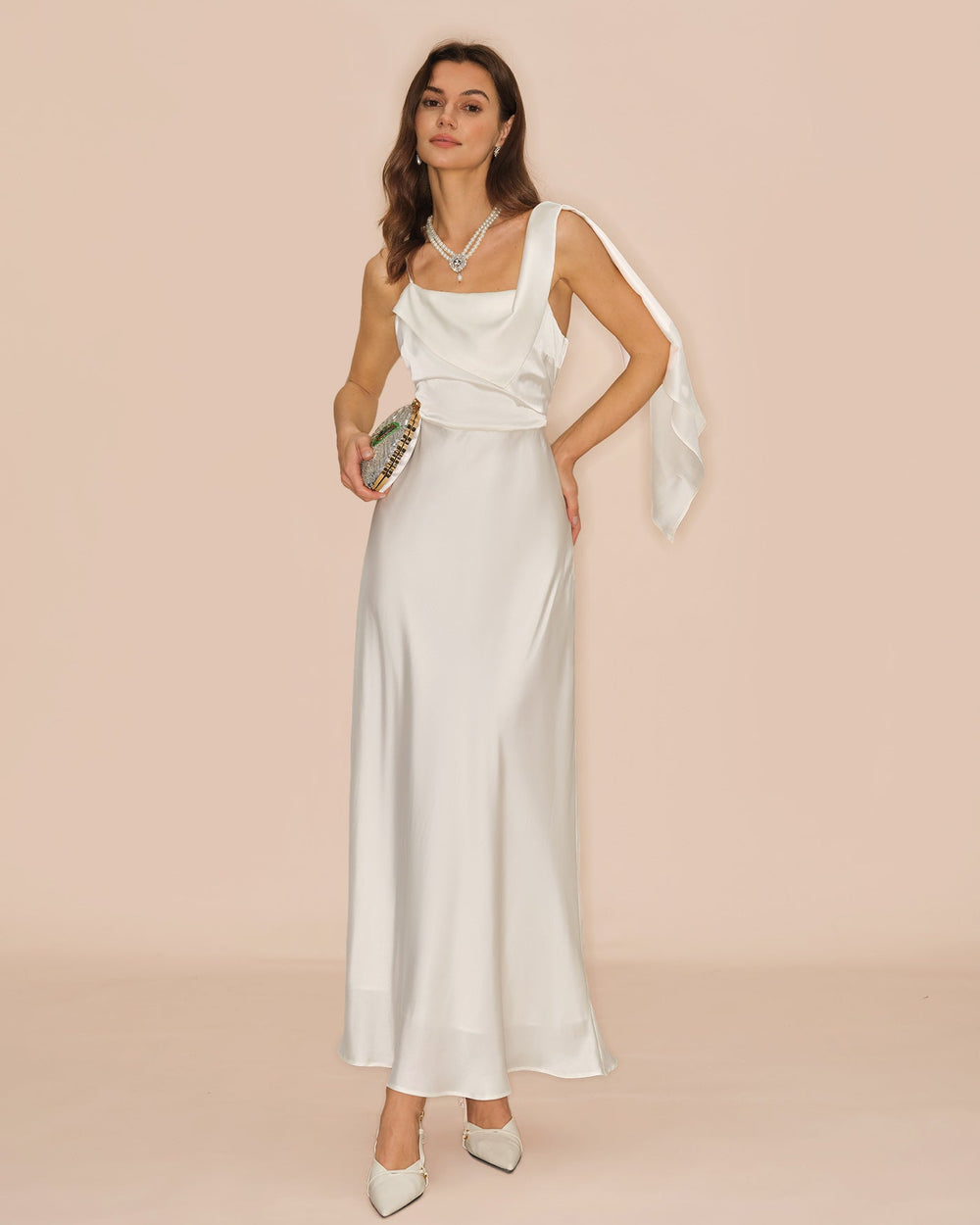 Vestido Renata | Elegancia en Satén Tono Blanco