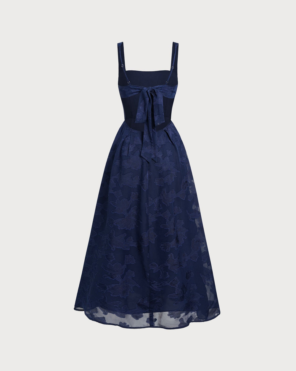 Vestido Camila | Elegancia en Jacquard Tono Azul marino