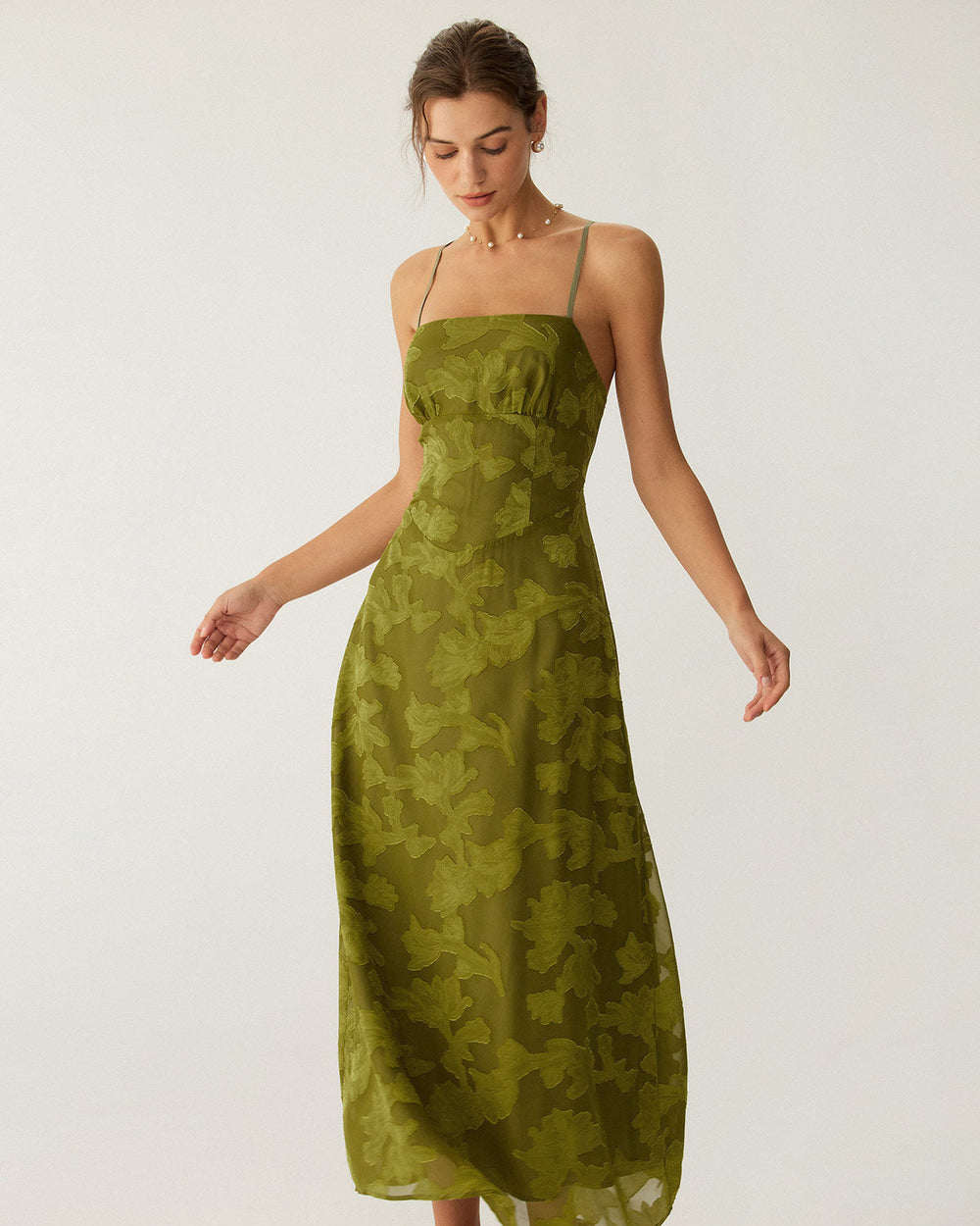 Vestido Antonella | Elegancia en Satén Tono Verde