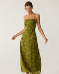 Vestido Antonella | Elegancia en Satén Tono Verde