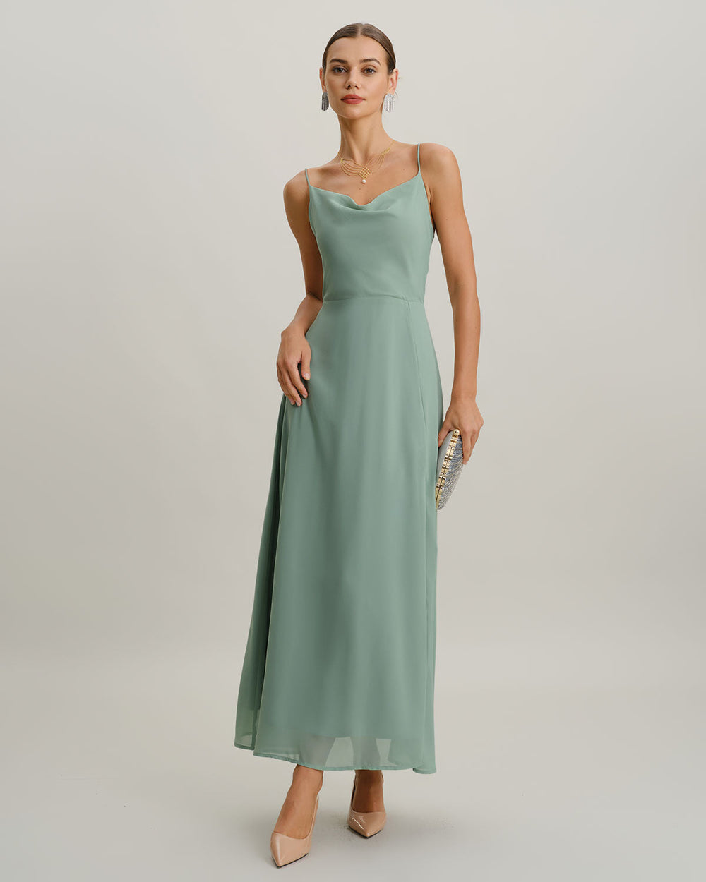Vestido Ariadna | Elegancia en Satén Tono Verde
