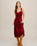 Vestido Sofía | Elegancia en Satén Tono Rojo