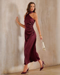 Vestido Penélope | Elegancia en Satén Tono Vino