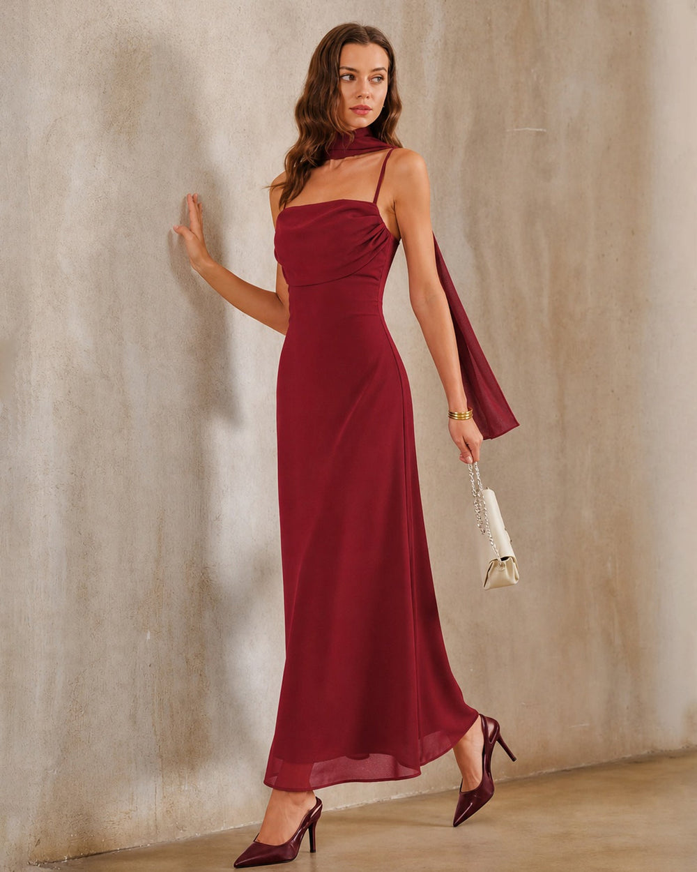 Vestido Olivia | Elegancia en Gasa Tono Rojo