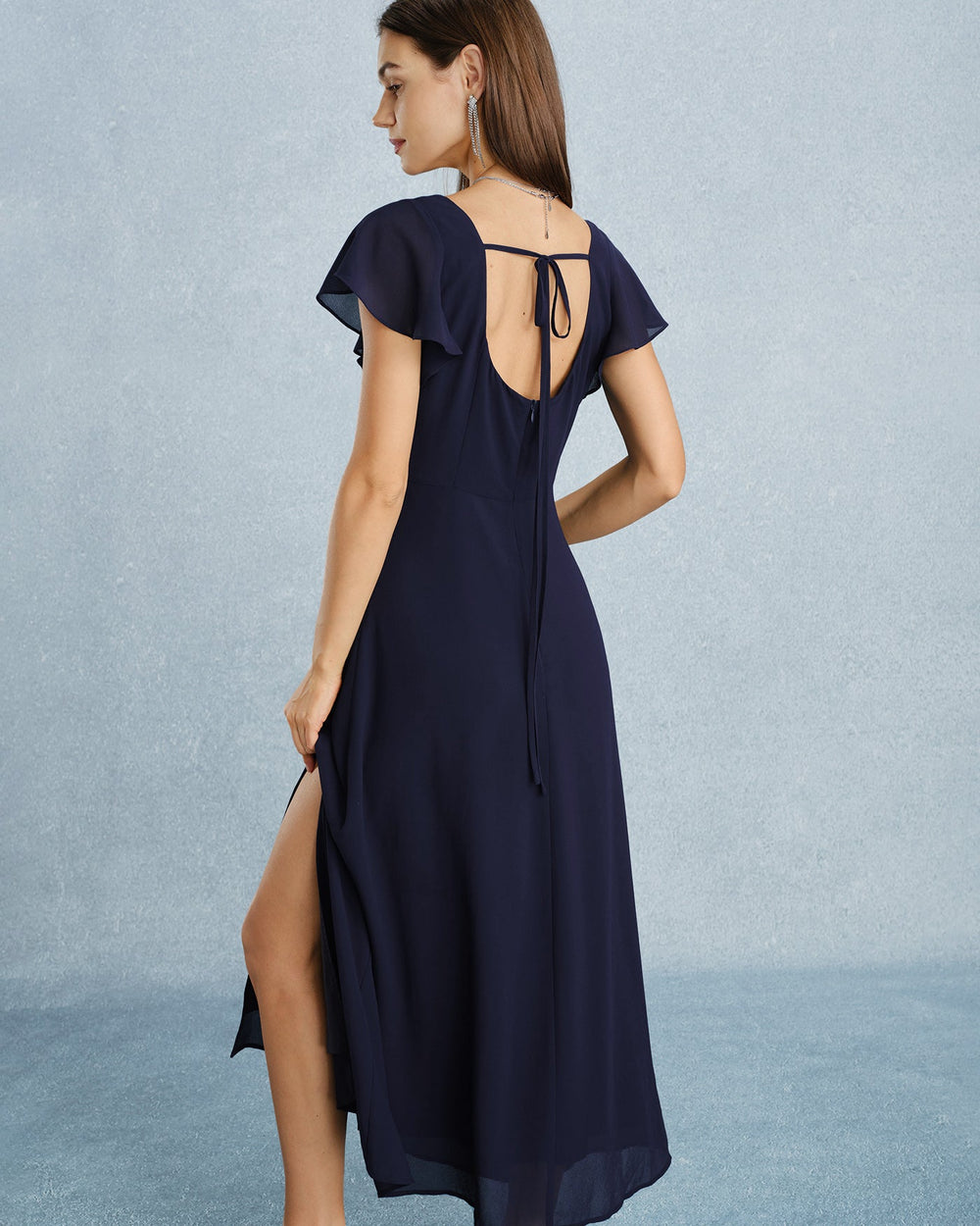 Vestido Constanza | Elegancia en Gasa Tono Azul marino