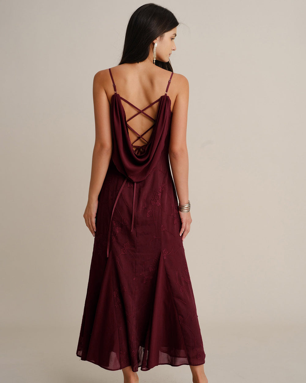 Vestido Fiorella | Sirena Vino Bordado