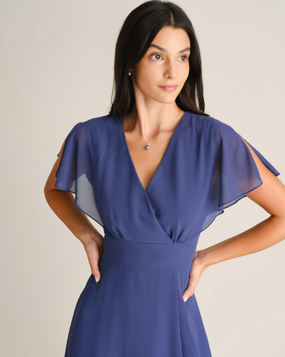 Vestido Ariadna | Elegancia en Gasa Tono Azul