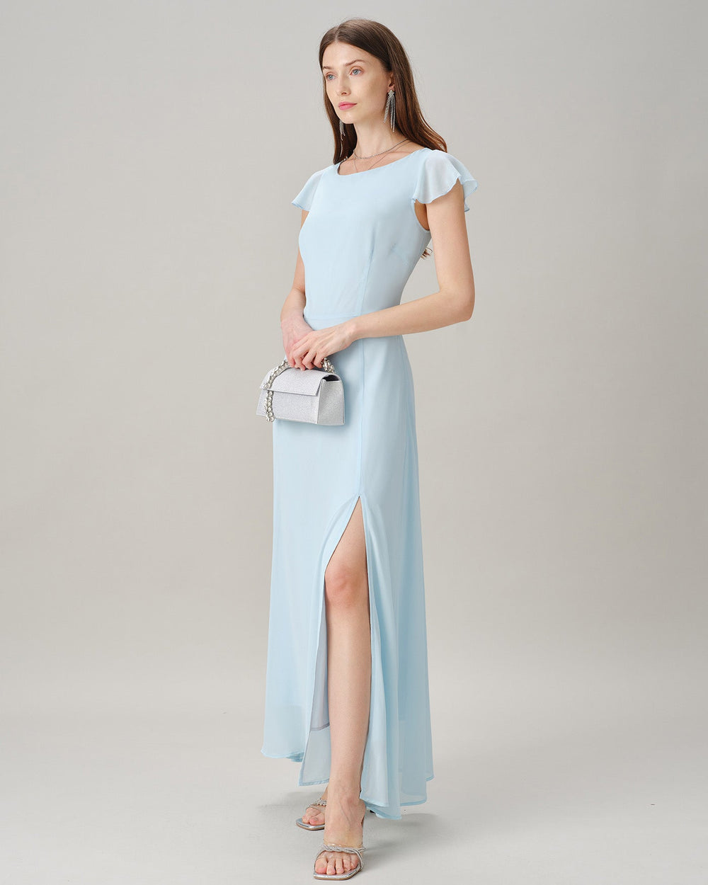 Vestido Valeria | Elegancia en Gasa Tono Azul