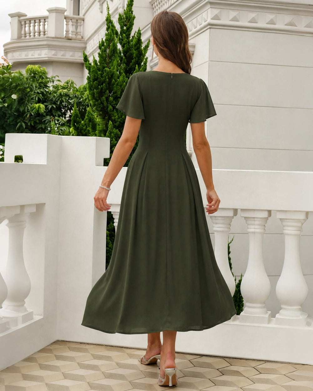 Vestido Corazón Verde | Chiffon con Escote Corazón