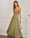 Vestido Olivia | Elegancia en Jacquard Tono Verde