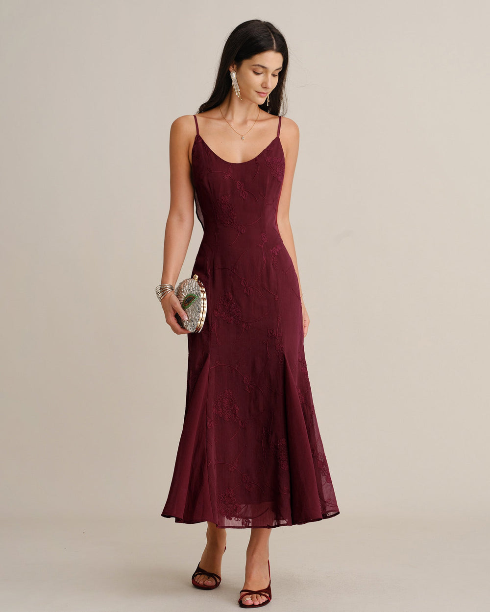 Vestido Fiorella | Sirena Vino Bordado